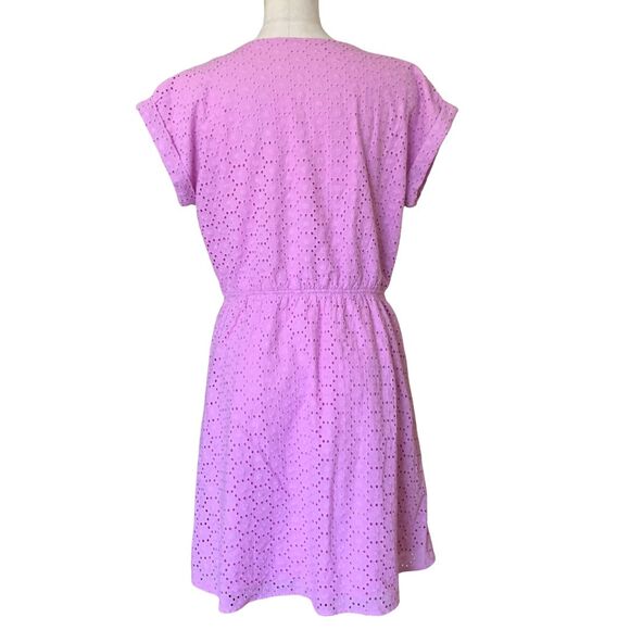 NWT Eyelet Lavender Short Sleeve Summer Mini Dress  Feminine Style Size S - Picture 5 of 11